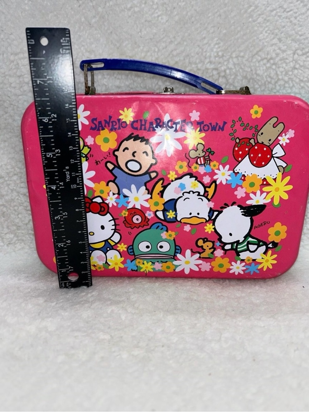 Sanrio Character Town 1992 Original Metal Lunch Box Pink Vintage Kawaii READ 9.5 - Picture 3 of 12